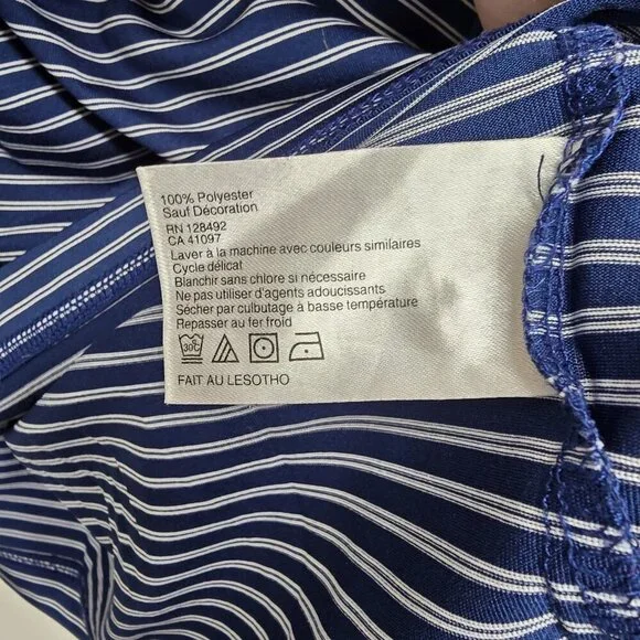 Greg Norman Play Dry Golf Polo Shirt Size XXL Performance Striped Navy White EUC - Picture 5 of 7